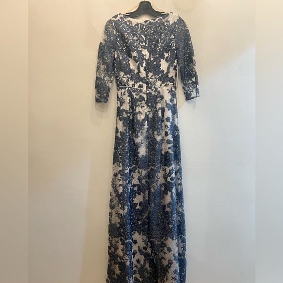 Js Collections 3/4 sleeves embroidered lace long gown - Picture 8 of 9